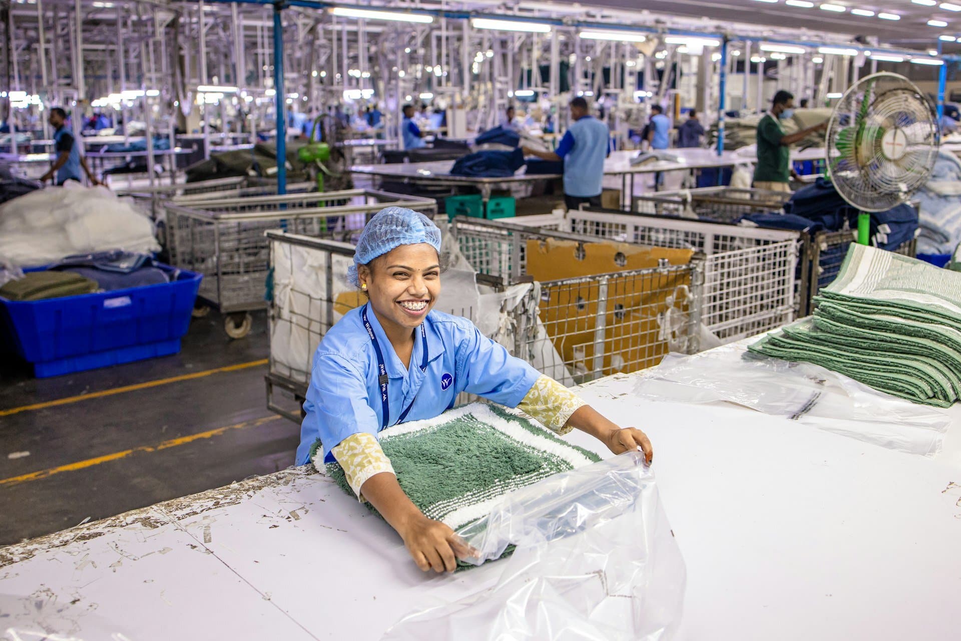 Worker in clothing facility